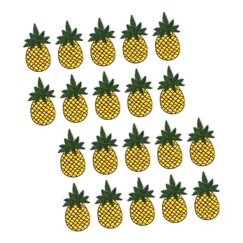 BEBEMOKO 20 Stück Ananas-Stickerei-Aufnäher, Mini-Handschuhe, Wärmekissen, Verbrühungshandschuhe, waschbar, Anti-Verbrühungshandschuhe, Hilfshandschuhe, Ananas, Häkeln, Obst, zum Aufnähen, Stickgarn von BEBEMOKO