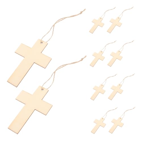 20 Stück Holzkreuz Hausdekorationen für Zuhause Hochzeit Holzkreuz Ausschnitte Holzkreuze zum Basteln Sonntag Schule Kreuz unlackiertes Holzkreuz Holzanhänger Beige von BEBEMOKO