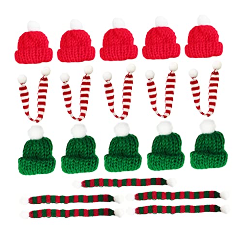 BEBEMOKO 20 Stück Mini Beanie Weihnachtsmütze Mini Weihnachten Miniatur Weihnachten Schal Weihnachten Cup Cover Weihnachten Süßigkeiten Hut Weihnachten Miniatur Ornamente Verrückte Ornamente Urlaub von BEBEMOKO