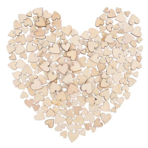 250 Stück Holzscheibenaufhänger zum Dekorieren von Herz- , Herz-Ornament, bemalbar, handgefertigt, blanko, Holzscheiben, Holzscheiben, Holzscheiben von BEBEMOKO