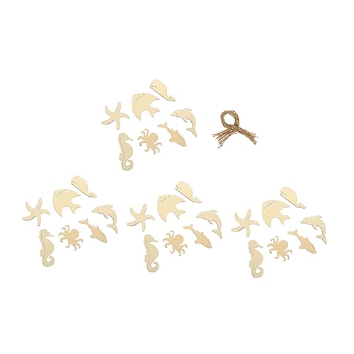 28 Stück Ocean Cartoon Holzspäne Mini Tiere Handwerk Ausschnitt Ornament für Ozeantiere Handwerk für Herbst Mini Ornamente zum Bemalen Mini Meerestiere Meeresdekor Holz von BEBEMOKO