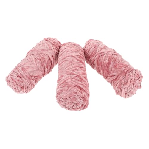 BEBEMOKO 3 Rollen Chenillegarn Handarbeiten Weberei Garn Häkelwolle Häkelgarn Wollgarn Häkeln grobes Garn Sockengarn Sperrgarn Bastelgarn Strickwolle Garn Rosa Polyester von BEBEMOKO