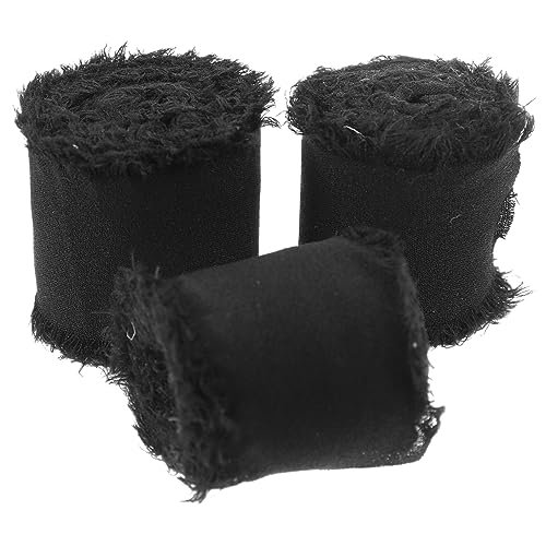 BEBEMOKO 3 Rollen schwarze DIY Haarspange Bänder Band für Blumenstrauß Polyesterband zum Verpacken von Bändern von BEBEMOKO