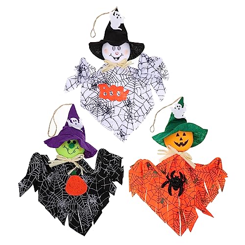 BEBEMOKO 3 Stück Puppenanhänger Halloween Stoff Geist Requisite Outdoor hängende Dekoration Halloween Puppe Anhänger Dekor Halloween Geist Windsack Halloween Deko Anhänger Home Ornament Tuch von BEBEMOKO