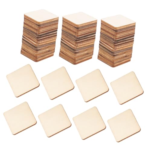 BEBEMOKO 300 Stück unlackierte DIY Plaque Handwerk Ply Squares Square Cutout Fliesen DIY Handwerk Scheiben Dekor Handwerk Fliesen Quadratische Scheiben Holzscheiben von BEBEMOKO