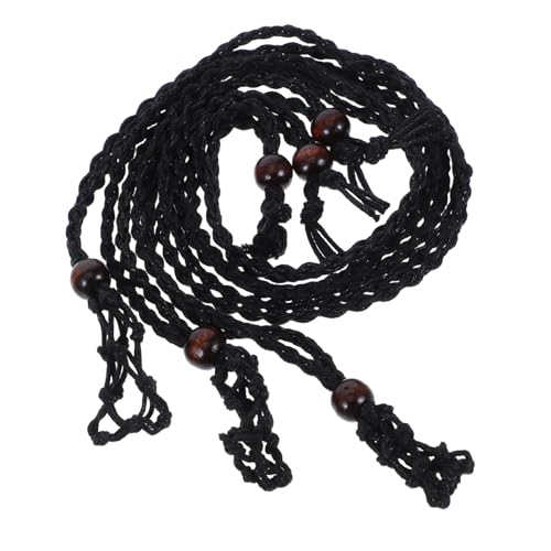 BEBEMOKO 3St Geflochtene Halskette mit Anhänger personalisierte halskette Personalisierte Kette DIY-Halskette Netz Halskette Kristall Halskette Halsketten-Kristallhalter Wachsseil Black von BEBEMOKO