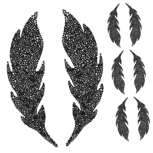 BEBEMOKO 4 Paar Blatt Patches DIY Hut Patches Blatt Hut Patches Strass Kleidung Strass Patches Aufkleber Jacken Applikationen Verzierungen Dekorative Hut Patches Pailletten Schwarz Strass von BEBEMOKO