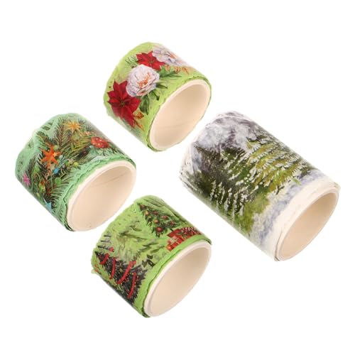 BEBEMOKO 4 Rollen Tapes für Scrapbooking Washi Tape für DIY Weihnachten Urlaub Washi Tape Scrapbook Dekoratives Klebeband Wrapping Tapes DIY Tape Tape Wrapping Tape Japanisches Papier Grün von BEBEMOKO