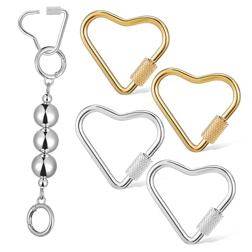 BEBEMOKO 4 Stück Halskette Zubehör DIY Schmuck Zubehör Karabiner Herzform Kettenverbinder Splitterkarabiner schlüsselanhänger schlüsselhalter Clips zum Aufhängen Schlüsselkarabiner von BEBEMOKO