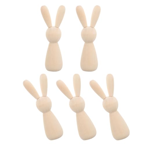 BEBEMOKO 5 Stück Block Holz Kaninchendekorationen Teppich Einhorn -led -leuchten Für Platz Plüsch Kaninchen- Hase-peg-puppe Figur Tür Kaninchen-fotoschild Hasendekor Puppenhaus Beige von BEBEMOKO