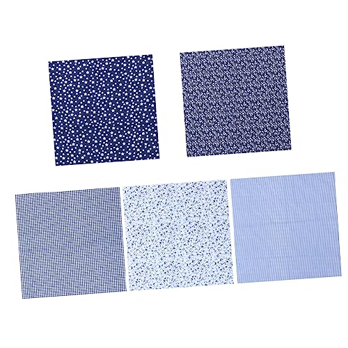 BEBEMOKO 5 Stück Quiltstoff Baumwolltuch Drucktuch Patchwork Stoff DIY Nähen Stoff Blau von BEBEMOKO