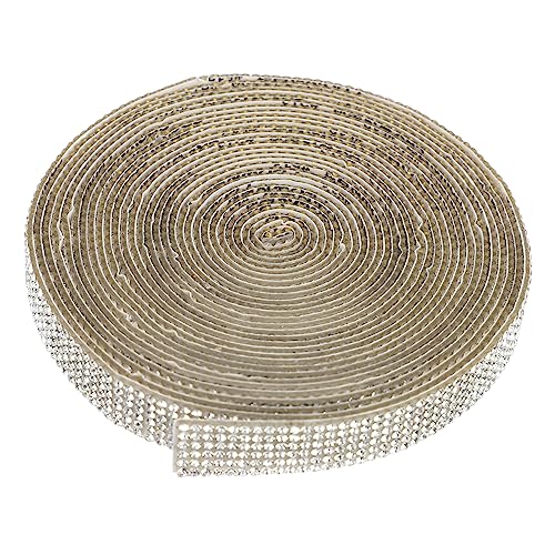 BEBEMOKO 5 handverzierte Bohreraufkleber Mesh dekorative Drahtbänder zum Basteln Goldband hellblau Strass Kette Fliesen Kleber Roller Tape Aufkleber Silber Strass von BEBEMOKO