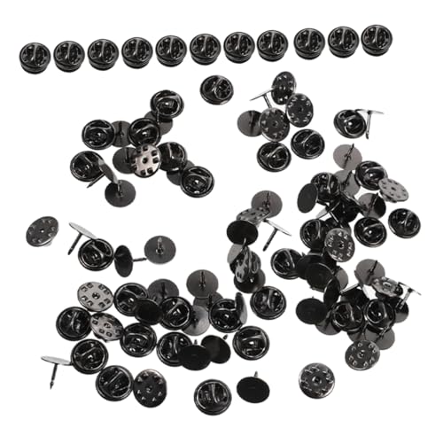 BEBEMOKO 50 Sätze Hutzubehör Teil beachten Schmuck Zubehör Starr armbänder Broschennadeln Pin-Backs-Verriegelung Abzeichen Stifte zurück Pin-Abzeichen-Verriegelung zurück Eisen Black von BEBEMOKO