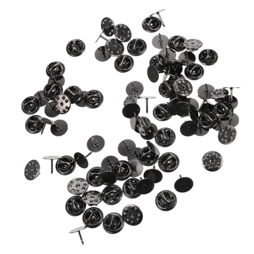 BEBEMOKO 50 Sets Hutzubehör Hutnadeln Zubehör für Insignien und Beschläge Krawatten Pin Verschlüsse für Emaille Pins Brosche Kupplung Revers Pin Verschlüsse Emaille Pin Backs Brosche Back Pin Eisen von BEBEMOKO