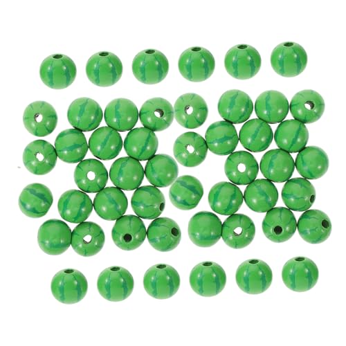 BEBEMOKO 50 Stück Wassermelonenholzperlen Diy Liefert Anhänger Für Armbänder Perlen Für Diy Haarschmuck Lose Holzperlen Dekorative Holzperlen Runde Lose Perlen Wassermelonenperlen Green von BEBEMOKO