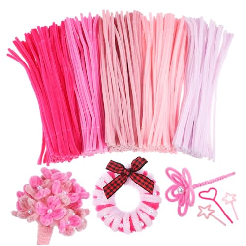 BEBEMOKO 500 Stück Twist Bar Pink Pfeifenreiniger für Handwerk DIY Kunst Handwerk Projekt Pastell Pfeifenreiniger Funkeln Pfeifenreiniger Handwerk Chenille Stiele Flaum von BEBEMOKO