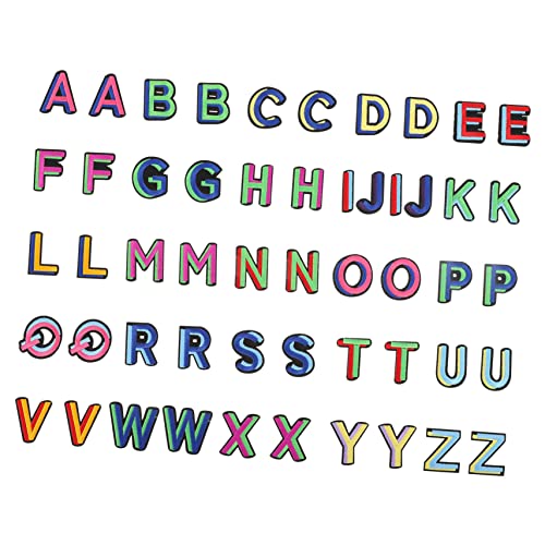 BEBEMOKO 52 bunte Cartoon-Alphabet-Aufnäher, kreative Nähbuchstaben-Applikationen für Kleidung, Taschen und Accessoires, ideal für Bastelarbeiten und Personalisierung von BEBEMOKO