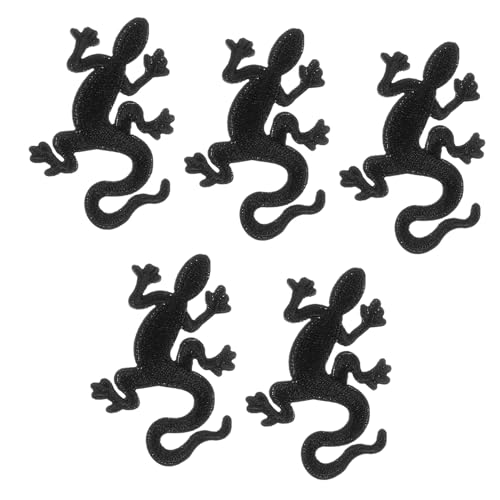 BEBEMOKO 5st Gecko-stoffaufnäher Multifunktionale Mantelflicken Austauschbare Fellflecken Zarte Kleiderflicken Cartoon-mantel-patches Kleine Eisenflecken Kleidungsversorgung Black von BEBEMOKO