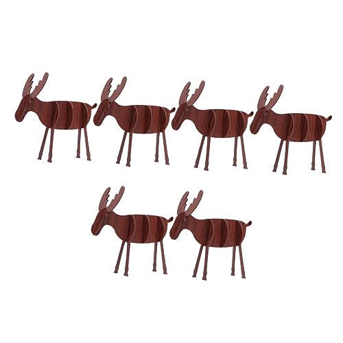 BEBEMOKO 6 Stücke Kreative Weihnachten Elk Verzierungen Home Holz Dekore Weihnachtsparty Ornamente von BEBEMOKO