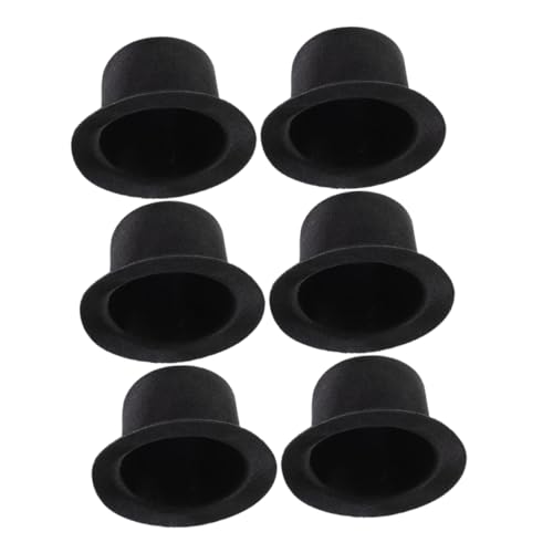 BEBEMOKO 6pcs Mini Hat Tiny Hats Decoration Doll Supplies Mini Top Hat DIY Craft Material Tiny Tops Hat Doll Accessories Hats Festival Hat Miniature Tops Hat Cloth Black von BEBEMOKO