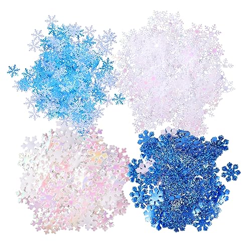 BEBEMOKO 700pcs Weihnachten Schneeflocken Hochzeit Konfetti Bulk Winter Hochzeit Konfetti Weihnachten Schneeflocke Konfetti Dekoration Schneeflocke Konfetti Glitzer Urlaub Hochzeit Dekor Lustige von BEBEMOKO