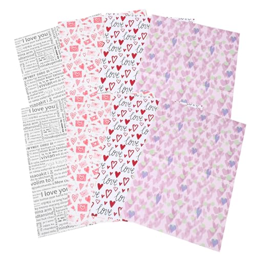 BEBEMOKO 8 Stück Geschenkpapier Kartonkarten Valentinstag Dekoratives Papier Valentinstag Zellophantüten Valentinstag Papier Romantisches Papier Valentinstag Kunstpapier Kraftpapier von BEBEMOKO