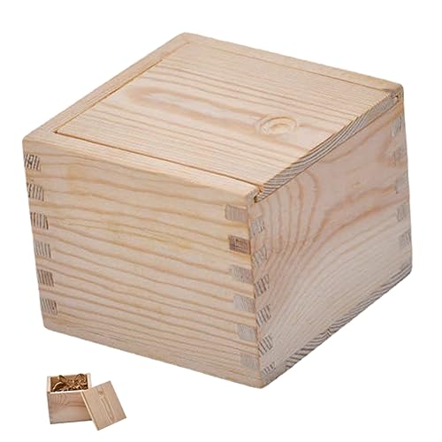 BEBEMOKO Aufbewahrungsbox aus Holz, würfelförmig, mit Schiebedeckel, dekorativer Verpackungsbehälter für Schmuckstücke, Andenken und Bastelarbeiten, Decoupage von BEBEMOKO