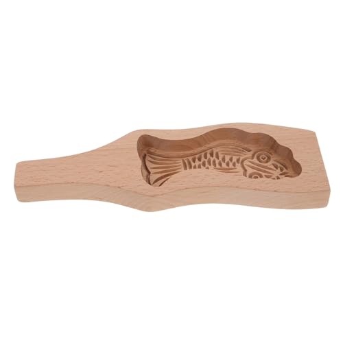 BEBEMOKO Backform aus Holz Süßigkeiten Schimmel Prägeausstecher Koi-Fisch Schimmel Bäckerei Form aus Holz Backform für DIY Kuchen Backformen für die Küche Reiskuchen schimmeln hölzern Khaki von BEBEMOKO