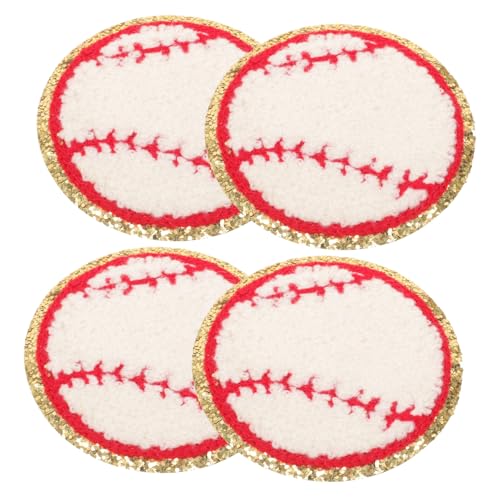 BEBEMOKO Baseball-Bügeltuch-Aufnäher, Applikationen für Kleidung, bestickt, Fußball-Flicken, Sport, Aufnäher, Haushaltskleidung, Baseball-Patches, Mantel, Polyester-Faden, 4 Stück von BEBEMOKO