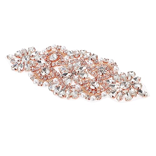 BEBEMOKO Bohrchip-aufkleber Brautgürtel Für Hochzeitskleider Blumenband Goldene Applikation Flicken Aufnähen Applikationen Für Brautkleider Braut Applikation Vintage-gürtel Rose Gold Strass von BEBEMOKO