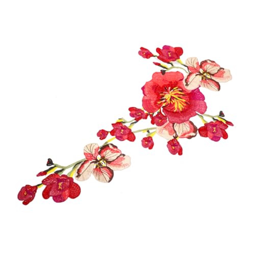 BEBEMOKO Cheongsam Aus Bestickter Spitze Blumen-rechteck-flecken Flicken Aufnähen Blumenapplikation Blumenbeet Kleider Mit Applikationen Aufnähen Applikation Für Kleidung Polyester Rot von BEBEMOKO