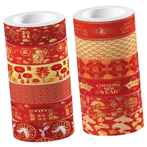 BEBEMOKO Chinesische Neujahrs Washi Tape DIY Bastelband Für Handwerk Tagebuch Und Scrapbooking Dekorative Klebebänder Mit Drachen Motiven 2024 Edition von BEBEMOKO