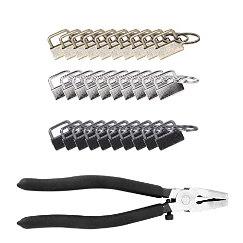 BEBEMOKO DIY Schlüsselanhänger Set Mit 30 Schlüsselringen Und 1 Werkzeugzange 25mm Gewebte Schlüsselanhänger Für Armbänder Und Lanyards Nickel Gunmetal Und Antik von BEBEMOKO