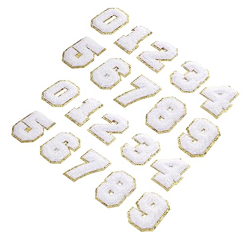 BEBEMOKO Digitaler Aufnäher mit Alphabet-Patches für Kleidung, Stoffreparatur, Stickerei, Tuch, Aufkleber, Übertragungen von Buchstaben für Kleidung, Pailletten, Weiß, Polyester, 20 Stück von BEBEMOKO