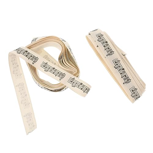 BEBEMOKO Geschenkbänder mit Musiknoten-Muster, für Kuchendekoration und Geschenkverpackung, Baumwollmaterial für Partys und Feiertage, Beige, 2 Stück BEBEMOKO Geschenkbänder mit Musiknoten-Muster, für Kuchendekoration und Geschenkverpackung, Baumwollmaterial für Partys und Feiertage, Beige, 2 Stück von BEBEMOKO