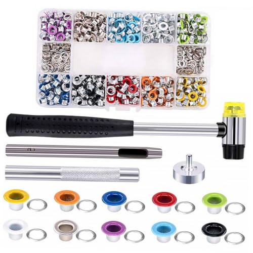 BEBEMOKO Ösen und Druckknöpfe Kit Metallösen und Knöpfe Ersatz-Kit mit Aufbewahrungsbox Ideales Tüllen-Werkzeug-Set für DIY Handwerk Leder Stoff und Leinwand Projekte von BEBEMOKO