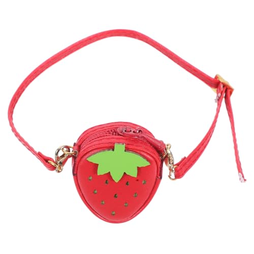 BEBEMOKO Puppe Crossbody Tasche Puppe Dress Up Zubehör Mini Puppe Umhängetasche Puppe Erdbeere Handtaschen Puppe Erdbeere Geldbörse Puppe Mini Geldbörse Puppe Kleidung Tasche Puppe Mini Geldbörse PU von BEBEMOKO