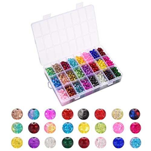 BEBEMOKO Schachtel Glasperlen Knisterglas Rundperlen Basteln Und Schmuckherstellung Bunte Perlen Lose Spacer Perlen DIY Armband Set von BEBEMOKO