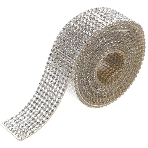 BEBEMOKO Selbstklebendes Strassband für Bastelarbeiten, Kleidung, funkelnde Kostüm-Dekoration, 1 Rolle, flache Rückseite, Verzierung, Glitzerfolie für Bastelarbeiten, Schmuck von BEBEMOKO