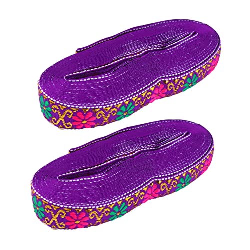 BEBEMOKO Spitzen-Tischläufer, bestickt, violett, weiß, Spitzenband, Stickapplikation, Polyester, 2 Stück von BEBEMOKO