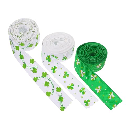 BEBEMOKO St Patrick Geschenkband für Zuhause, Geschenkband, Festivalband, Bastelband, Wickelband zum Verpacken von Schleifen, Festival-Geschenkband, Polyester, 3 Rollen von BEBEMOKO