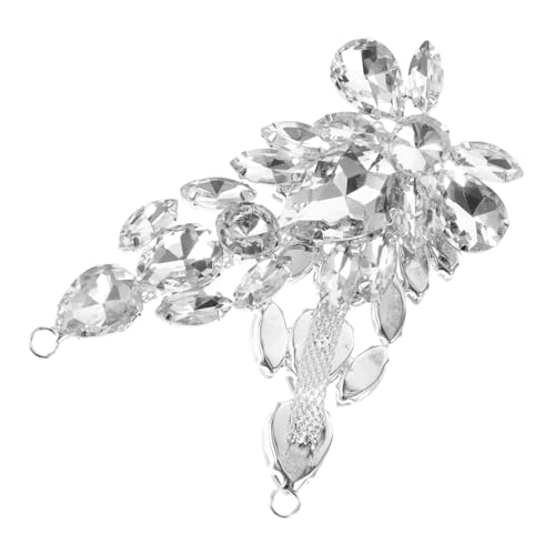 BEBEMOKO Strass-Applikation, Hochzeitskleid, Zubehör, zum Aufnähen, Blumen-Design, mit Strasssteinen, für Brautschuhe und besondere Anlässe, elegante Hochzeitsverzierungen von BEBEMOKO