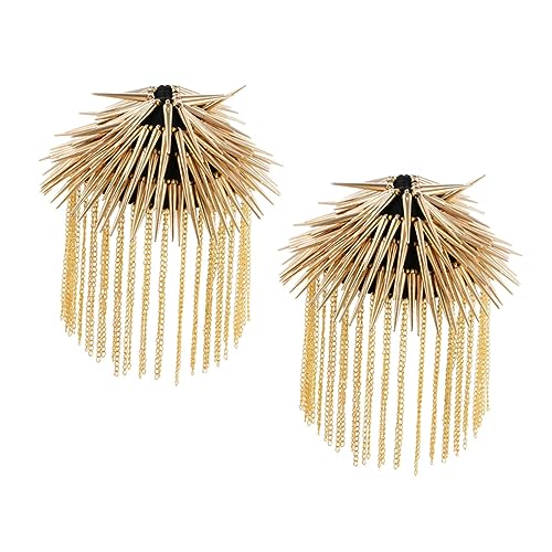 BEBEMOKO Vintage Goldene Schulterklappen Mit Quasten Rivet Epaulettes Für Herren Exzentrische Kostü Schulterornamente Perfekt Für Kostümpartys Und Events von BEBEMOKO