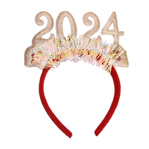 BEBIKR 2024 Frohes Neues Jahr Stirnband Set Mit 12 Stirnbändern Bunte Neujahrspartydekorationen Weihnachten Neujahr Stirnband Kostümzubehör Partyhüte von BEBIKR
