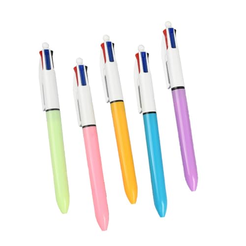 BEBIKR 5 Stück Mehrfarbiger Kugelschreiber Mehrfarbiger Stift 4 In 1 Einziehbarer Kugelschreiber Studenten Spielbelohnung von BEBIKR