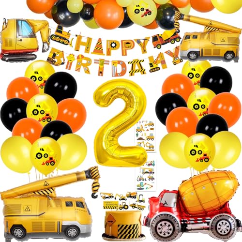 Bagger Geburtstag Deko, Bagger Deko Kindergeburtstag 2,Baustelle Geburtstagsdeko Jungen Kindergeburtstag Dekoration mit Bagger Luftballons Truck Bagger Folienballon für Geburtstagdeko Jungen von BECILES