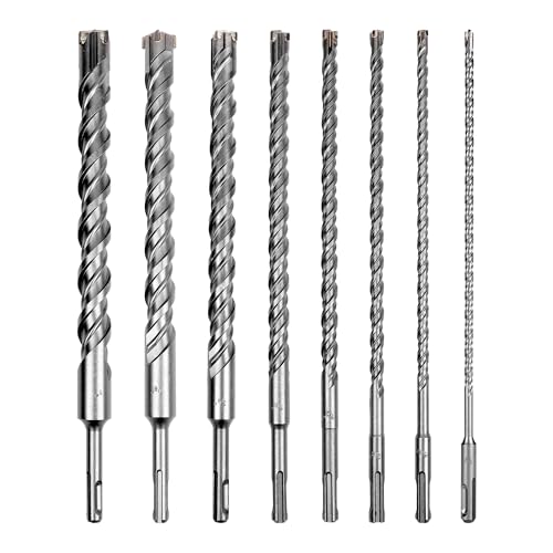 Becollo SDS-Plus Bohrhammer-Set, Hartmetallspitze, 4-Fräser für Ziegel, Stein und Beton, 8-teilig von BECOLLO