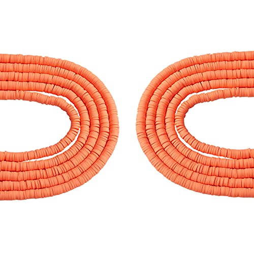 BEEFLYING 10 Stränge Orange Rot Heishi Perlen Flache Runde Polymer-Ton Perlen Scheibe Lose Abstandsperlen Für DIY Handgemachte Schmuck Halskette Armband Herstellung von BEEFLYING