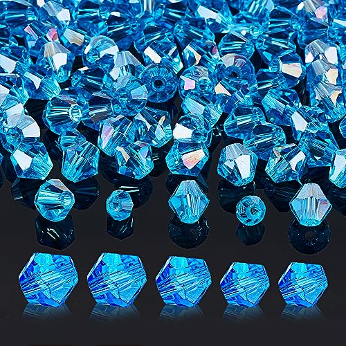 BEEFLYING 10 Stränge facettierte transparente Glasperlen, Kristall-Doppelkegelperlen, AB-Farbe, große Kristallperlen für DIY-Schmuckherstellung, Halskette, Ohrringe (blau) von BEEFLYING