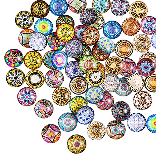 BEEFLYING 100 Stück 10mm Mosaik Bedruckte Glaskuppel Cabochons Halbrunde Glascabochons Bunte Glascabochons DIY Zubehör für Cameo Foto Anhänger Schmuckherstellung von BEEFLYING